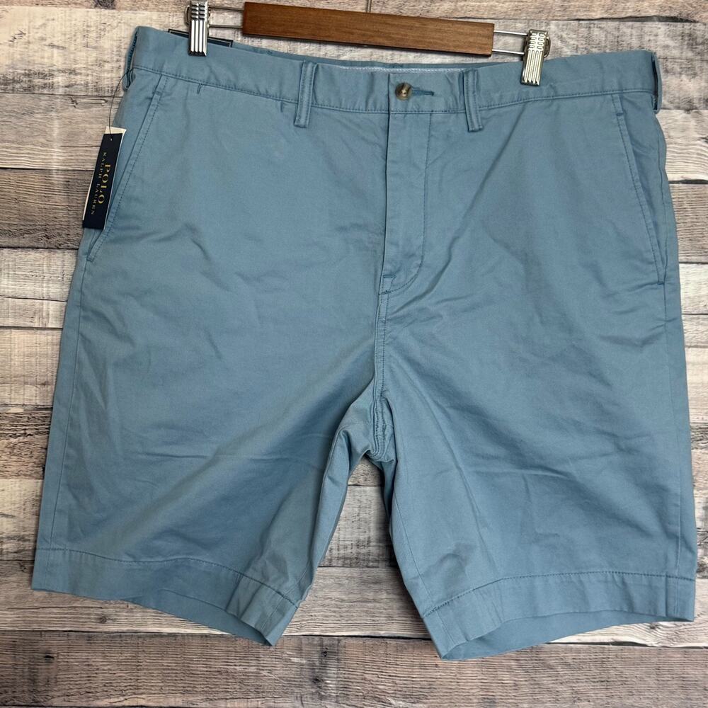 Polo Ralph Lauren Chino Shorts Mens 36 Blue Classic Fit Flat Front 9" NEW